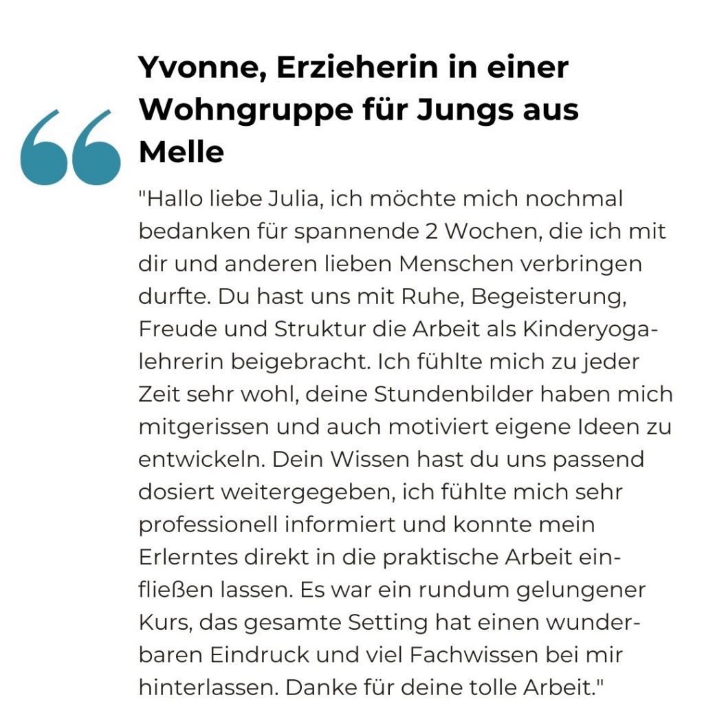 Kinderyoga Rezension Yvonne
